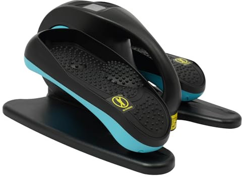 Crosstrainer für Zuhause, Ellipsentrainer, Elliptical Trainer für Senioren Beintrainer mit Fernbedienung LCD Bildschirm 5 Geschwindigkeiten 60W Leistungsstark geeignet (Blau)