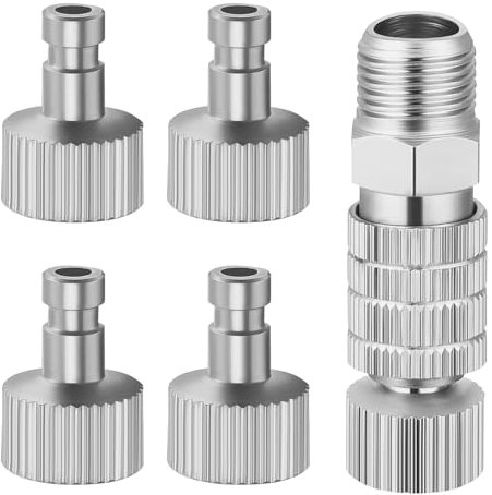 5 PCS Airbrush Quick Release Coupling Disconnect Adapter Kit 1/8 Inch Female Connector and Male Fitting Adapters Adjustment Control Valve Air Brush Hose Tools Accessories for Air Compressor