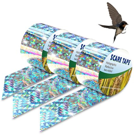 halercay 3PC 80M x 2,4CM Ruban Répulsif Pigeon Extérieur, Bande Anti Oiseaux Réfléchissante, Protection Jardin Terrasse et Toit, Faire Fuir Corbeaux et Moineaux,Résistant aux Intempéries