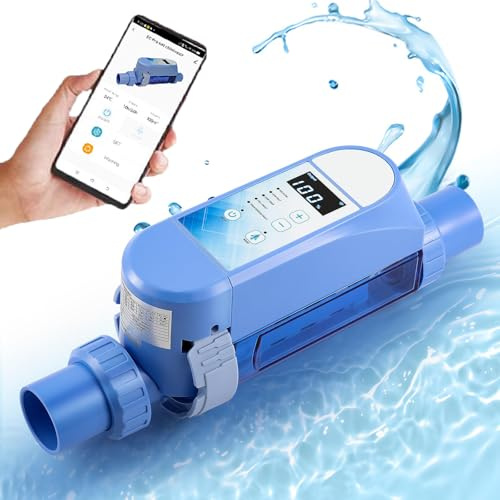 HDaspijh Générateur De Chlore Au Sel, Contrôle par Application, Système De Chloration De Piscine d'eau Salée, GéNéRateur De Sel De Piscine à Adaptation Automatique, Fonction Autonettoyante,20g/h