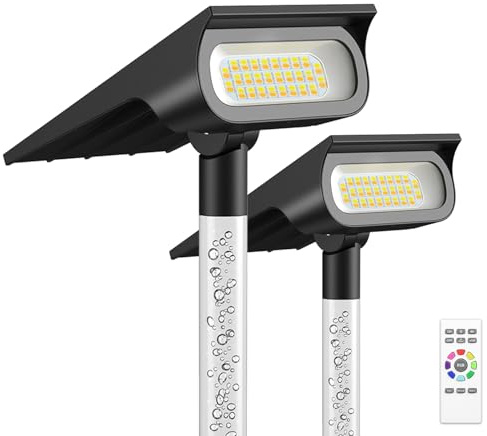 intelamp Solar Spot Lights Outdoor Waterproof 4000mAh Garden Lights Remote