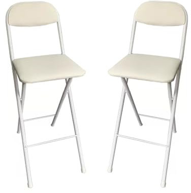 Sgabelli da bar pieghevoli con schienale, sedie portatili con seduta imbottita, 70 cm, colore bianco, sgabelli da bar pieghevoli per cucina, sala da pranzo e uso domestico