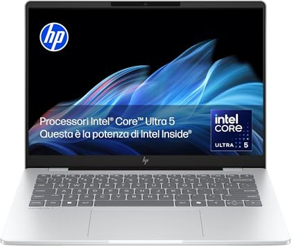 HP OmniBook 7 AI 14-fr0001sl, Notebook, Intel Core Ultra 5-225U, 16GB RAM, 512GB SSD, Display 14” OLED 2K 300 Nits, AI PC, 5MP IR Privacy Cam TNR, Windows 11, Argento