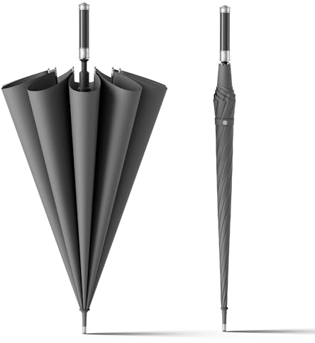 HOUSTIN 55/62 Inch Extra Large Golf Umbrella for Rain, Windproof Waterproof Automatic Open Stick Umbrellas for Adults and Family (DeepGray)