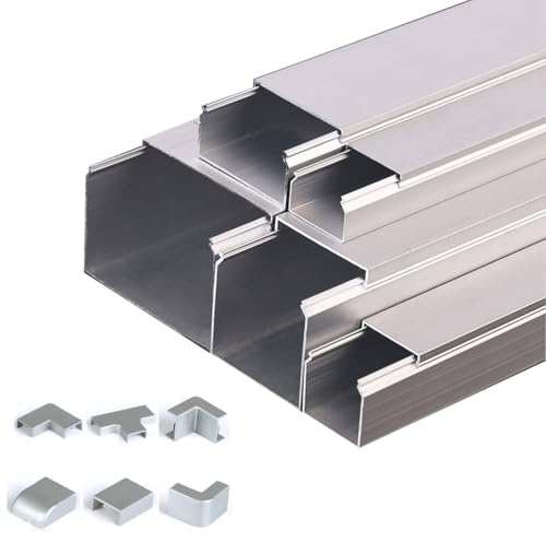 RSBFER 5 m Aluminium-Kabelkanäle, Kabelkanal aus Metall,Kabelmanagement für Homeoffice, Innen-/Außenbereich, Garage/Lager,25x15mm