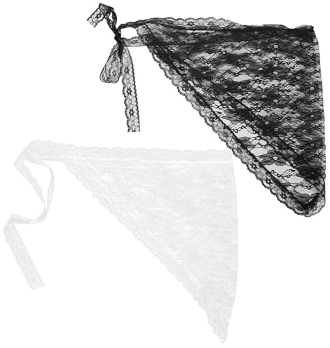 BESTonZON 2Pcs Women Lace Mesh Skirt Extenders with Side Tie Layered Floral Wrap Skirts Cover Up for Beachwear and Daily Layering (White + Black)