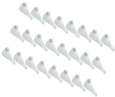 DEARMAMY 24 Stück Künstliche Vogelornamente Weiß mit Glitzerpuder Leichte Schaumstoff Deko für Hochzeit Balkon Garten und Fotorequisiten