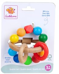 Eichhorn Baby Greifling 3D - Motorikspielzeug aus Holz und Silikon mit beweglichen Elementen, fördert Greifen und sensorische Entwicklung, FSC zertifiziertes Buchenholz, 10x9x11 cm, ab 3 Monaten