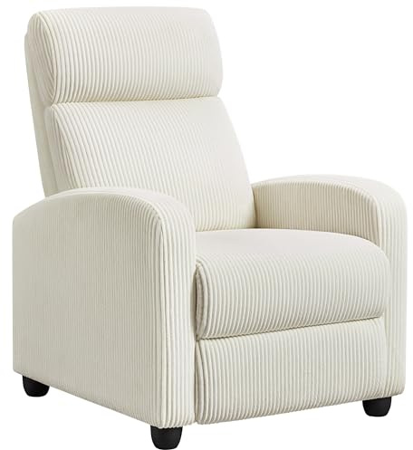 Yaheetech Relaxfåtölj med sovfunktion, vilstol, TV-fåtölj med justerbart ryggstöd och fotstöd, enkelfåtölj för vardagsrum, hemmabio, beige