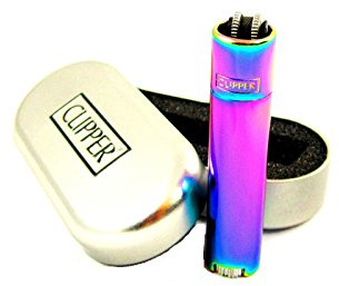 Rose Gold Metal Clipper Lighter With Embossed Chrome Box (Rainbow)