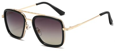 Retro Quadratische Piloten Sonnenbrille Metallrahmen Herren Damen