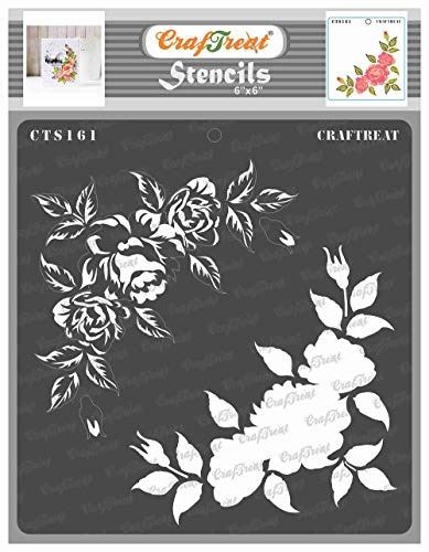 CrafTreat Mehrlagige Blumen schablonen zum Basteln Wiederverwendbar Vintage-Stufige geschichtete Rosenecke - Größe(15 x 15 cm)-Rosenschablonen zum Malen auf Beton, Leinwand Stoff, Papier und Wand