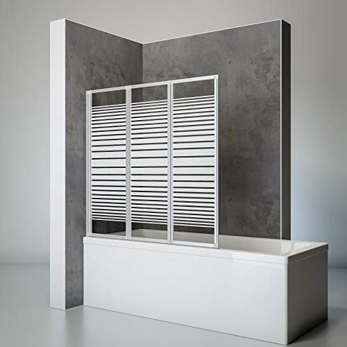 Schulte sopravasca da bagno l.127 x a.121 cm, alu-naturale, 3 ante (47+40+40) pieghevoli, vetro per vasca da bagno, girevole 180° contro la parete, vetro di sicurezza 3 mm, guarnizione inclusa