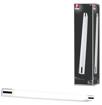 Paulmann 79716 LED Deckenleuchte Spiegelleuchte Mizar incl. 1x10,5 Watt IP44 Deckenlampe Chrom, Weiß Wohnzimmerlampe Metall, Acryl Flurlampe 3000 K