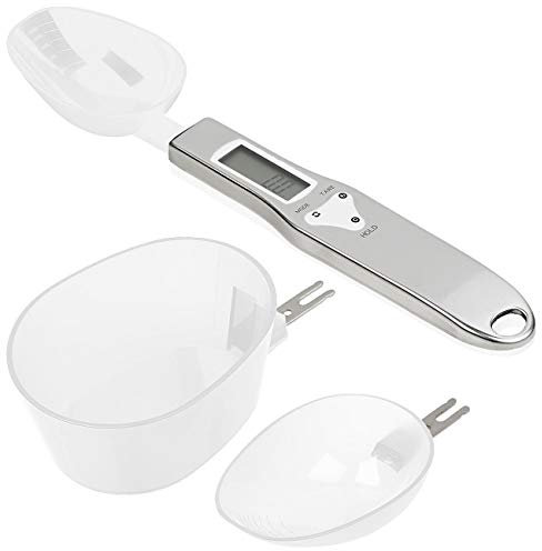 Rosenstein & Söhne Wiegelöffel: Digitale Löffel-Waage, 3 Aufsätze, LCD-Display, bis 500 g, 0,1 g genau (Goldwaage, Digitaler Messlöffel, Küchenhelfer)