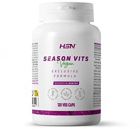 Vitaminas Cambio Estacional de HSN | 120 Cápsulas Vegetales - Season Vits Vegan - Multivitamínico con ALA, NAC, Resveratrol, Vitamina C, D3, E, B6, B12 | No-GMO, Vegano, Sin Gluten
