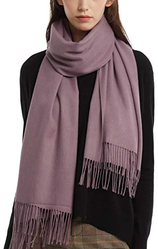 FURTALK Bufanda de cachemira para mujer, cálida, de punto fino, para invierno, Morado, Talla única