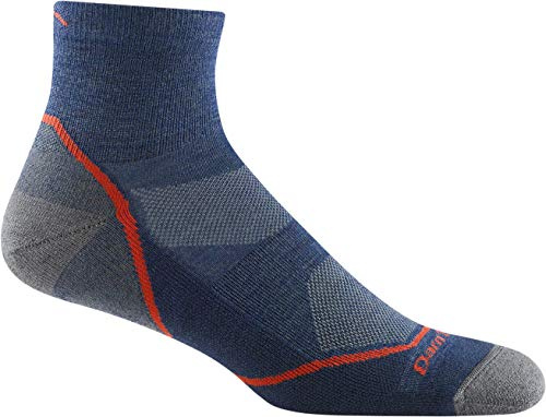 Darn Tough Vermont Men's Light Hiker 1/4 Lightweight with Cushion - Merino Wool Socks for Hiking - Blue/Denim, X-Large
