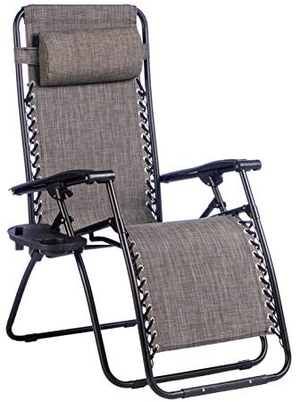 Enrico Coveri Sedia Sdraio Relax Reclinabile Con Cuscino Imbottito E Portaoggetti, Struttura In Textilene E Acciaio Con Tubolare Rinforzato, Perfetta Per Casa e Giardino (Grigio)