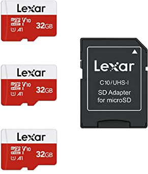 Lexar 32GB 3 Pack Micro SD Card E Series, microSDHC UHS-I Flash Memory Card with Adapter - Up to 100MB/s, A1, U1, Class10, V10, High Speed TF Card (3 microSD Cards + 1 Adapter)