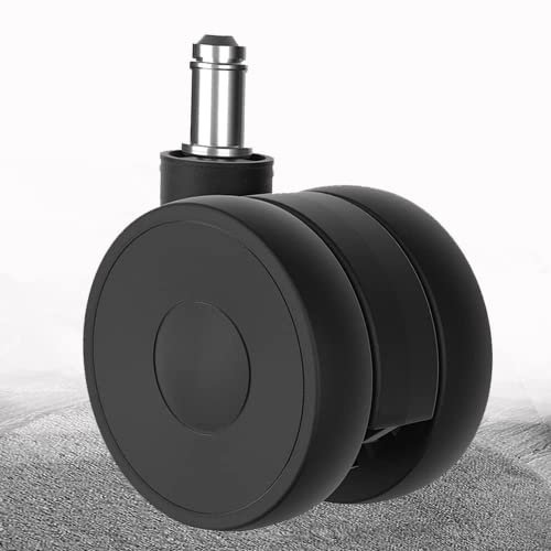 Set di 5 rotelle per sedia da ufficio, silenziose e scorrevoli, per sedia da ufficio, per sedie da scrivania, tappeti e piastrelle, 11 x 22 mm/2,5 pollici (65 mm), colore nero