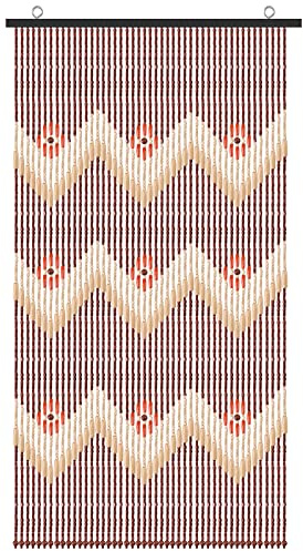 ANMINY Natural Wood Bamboo Beaded Curtain Wooden Hanging Room Divider Decorative Handmade Door Bead String Curtains Wall Panel Blinds for Doorway Restaurant Home Decor 35 by 76 - Wave Flower
