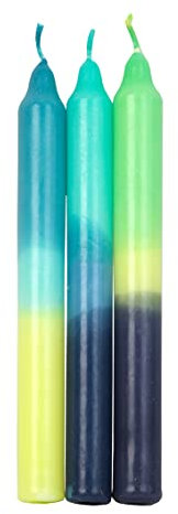 Talking Tables Ombre Tapered Dinner Candles Unscented Blue Yellow and Green 3 Pack,,Marble Blue,Large