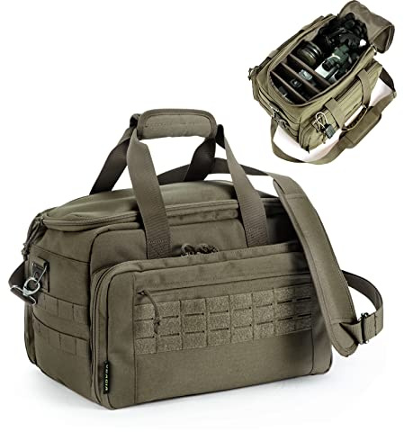 VEAGIA Pistol range bag Gun bag Pistol case Gun case Magazine Lockable double-layer explosion proof zipper Pistol Soft Carrying Bags (ArmyGreen 2.0)