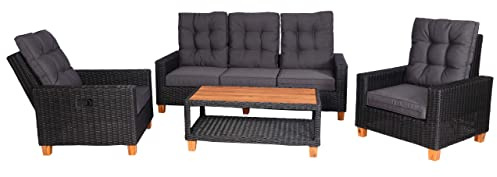 Mendler Gartengarnitur HWC-G28 Akazie - anthrazit, Kissen grau