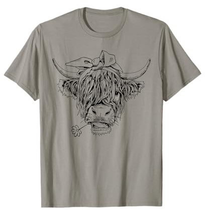 Highland Cow Western Mädchen Bandana Highlander Kuh Print T-Shirt