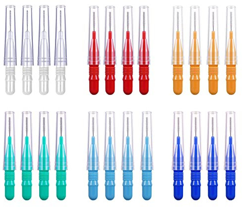 LacyMC 24-stück Interdentalbürste, U-förmige Borsten, Rot, Wiederverwendbar