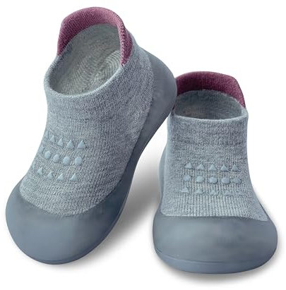 Dookeh Krabbelschuhe Baby (A3-Grau, 12-18 Monate, EU Size 20-21, Fabrikgröße Auf Schuhen gedruckt 22/23)