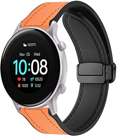Magnetische Armbänder für UMIDIGI Urun S/Uwatch5/Uwatch 2S/Uwatch 3S/Uwatch 2 Armband für Männer und Frauen, Magnetische Leder Silikon Hybrid Ersatzarmband (4)