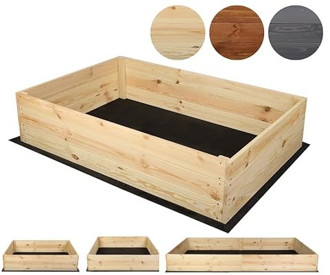 MODO24 Hochbeet Holz, Blumenkasten, Gartenbeet, 27x103x80 cm, Natur