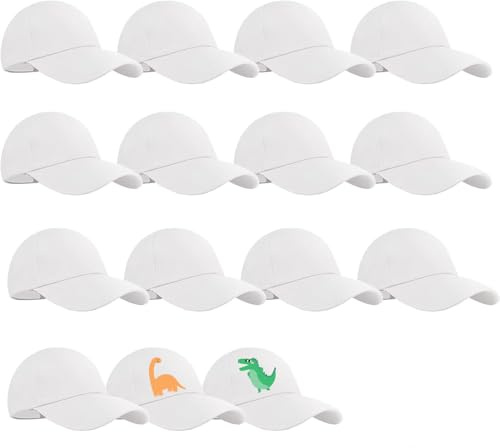 10/15Pcs Kids Baseball Caps White Cap DIY Adjustable Outdoor Blank Hat | Bulk Pure White Cotton Painting Creative Casual Adjustable Snap Fits Boys&Girls Party Camp Picnics School Art Activities