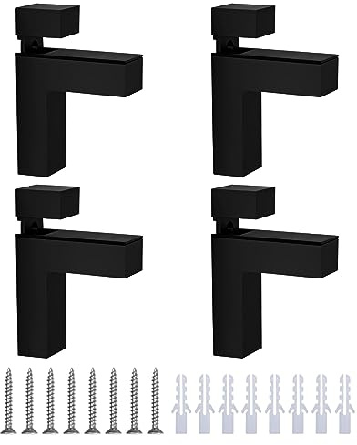 GmeDhc Escuadras para Estanterias, 4 Piezas Soporte Estante Cristal, Soporte Espejo Pared, Aleación de Zinc, Acabado Cepillado, para Estantes de Madera, Vidrio, Espesor 3-25 mm