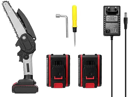 Mini Motosega a Doppia Batteria 48V per Potatura Elettrica 6 Pollici, Sega per Potare Senza Fili Portatile