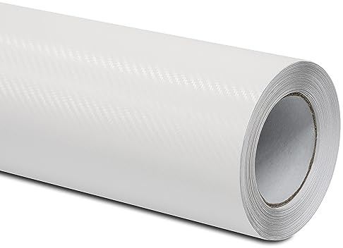 Folindo® Autofolie 3D Carbon Folie Auto Weiss (9€/m²) | 4 x 1,52 m | Carbonfolie für Innenraum & außen | Selbstklebende Matt Glanz Luftkanal Folie zur Auto Folierung | Blasenfrei