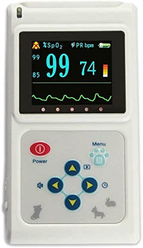 QOJJ Oxímetro de Pulso Portátil para Veterinarios, Oxímetro de Pulso Portátil, Oxímetro de Pulso Veterinario Monitor de Frecuencia Cardíaca Monitorización de Latidos Cardíacos de Gatos Y Perros