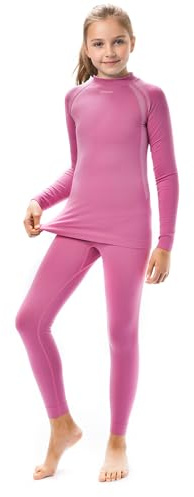Conjunto Ropa Interior Térmica para Niños - Camiseta de Manga Larga y Pantalón - Set infantil Elástico para Esquí Snowboard Acampada y Senderismo para Niño y Niña