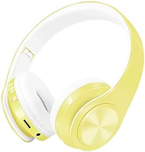 Volu Casques Casque Bluetooth Casque sans Fil avec Prise en Charge De La Carte SD avec Lecture du Microphone 20 Heures D'électronique,Jaune Doux,S 52x30x20cm,Hilarious123