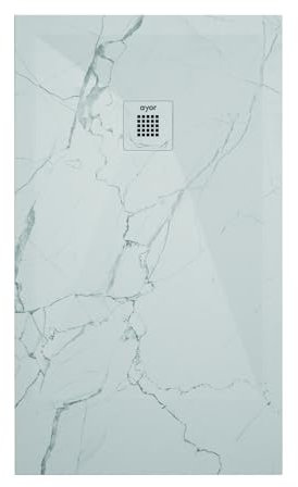 ONDEE - Piatto doccia NOLA3-90x160x3cm - Antiscivolo - Resina - Marmo bianco