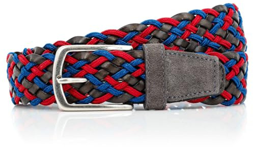 LINDENMANN Premium Gürtel Handmade in EU Flecht-Gürtel Herren 35 mm schwarz blau rot, Farbe/Color:schwarz, Size US/EU:Bundweite 95 cm Gesamtlänge 110 cm W 37.4 L