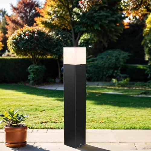 Licht-Erlebnisse Pollerleuchte Außen stehend, Outdoor Stehlampe, Außenleuchte Weg, Eingang, Hof, IP44, E27, H:50 cm, eckig, blendarm, Wegeleuchte Garten