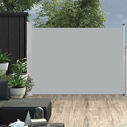 Vopese Toldo lateral retráctil para patio, 100 x 500 cm, color gris, toldo para jardín al aire libre, toldo para patio, balcón, restaurante, jardín y exterior