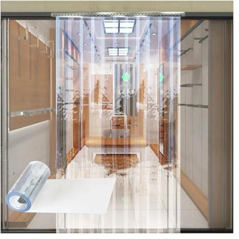 SYFXZZDS Cortina de Tiras de PVC para Puertas Pantalla Decorativa de Tiras Transparentes para Colgar A Prueba de Viento Aislamiento Térmico Interior Exterior (Color : Clear, Size : 195x200cm76.77x78