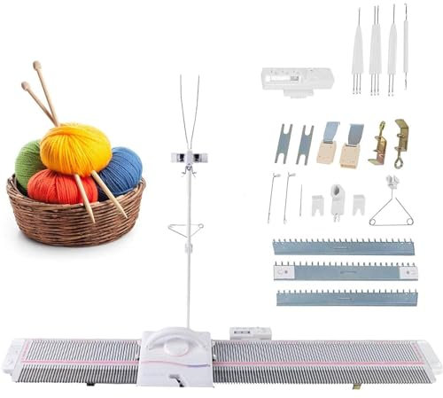 DPLXQPP Lk150 Automatische Strickmaschine,6,5 Mm Strickmaschinenset Mittlerer Stärke Mit Zubehör,Strickmaschine Zum Automatischen Stricken Von Schals Und Mützen