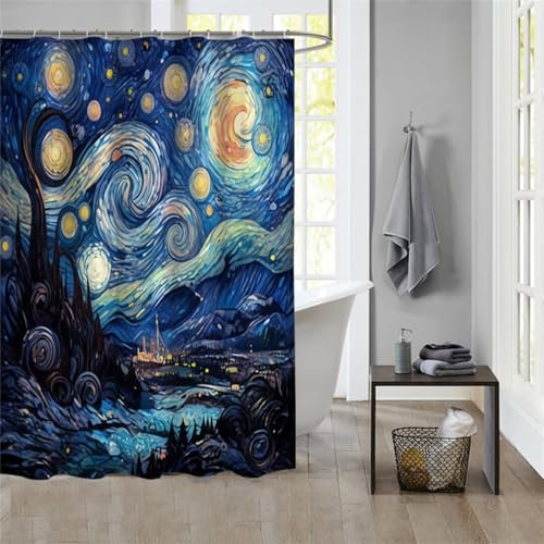 Duschvorhang Painting 180x200cm Beschwerter Saum Wasserdicht Duschvorhänge Waschbar Polyester Stoff Shower Curtains Mit Ösen Duschvorhangringe Bad Curtain Badewanne Badezimmer Vorhang Gardinen 926