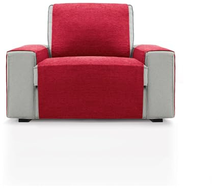 FAVERTI® Cubre Sillón 1 Plaza o sillón Relax de 55 cm | Modelo PEGO | Rojo | Chenilla Tacto Extra Suave, Protector sillón de Calidad Hecho en España con Material Reciclado