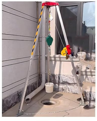 WTLONBF Hochleistungs-Hebezeugstativ mit 7-Fuß-Beinen, 1200/1800/2600 lb Windenrettungs-Sicherheitsstativ mit 66 ft Stahlkabel und Absturzsicherung für Baustellen (1800 lb/820 kg)